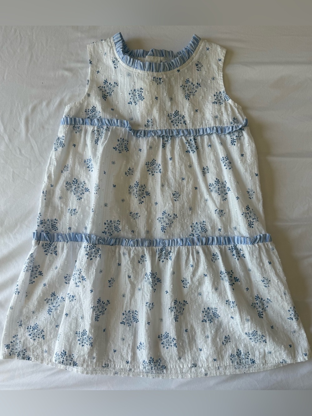 Mud Pie White and Light Blue Floral Dress 4T